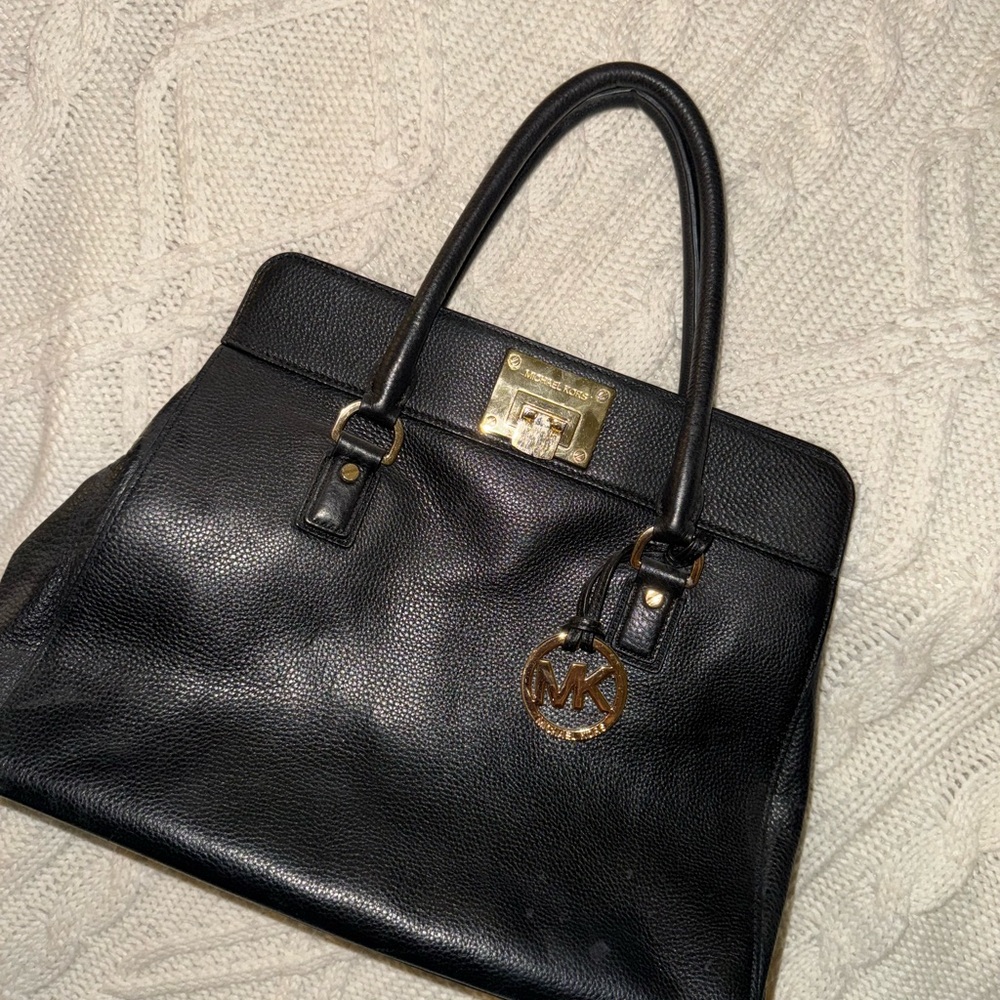 Michael Kors Black Leather Tote Bag